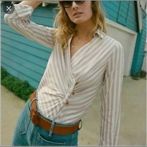 Maeve By Anthropologie Mariana Striped Button Wrap Top 14